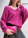 Raspberry pink V-neck knit