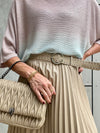 Pleated leather look beige skirt
