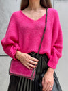 Fuchsia V-neck knit