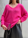 Fuchsia V-neck knit