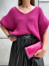 Raspberry pink V-neck knit