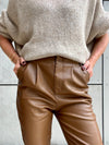Caramel brown leather look pants